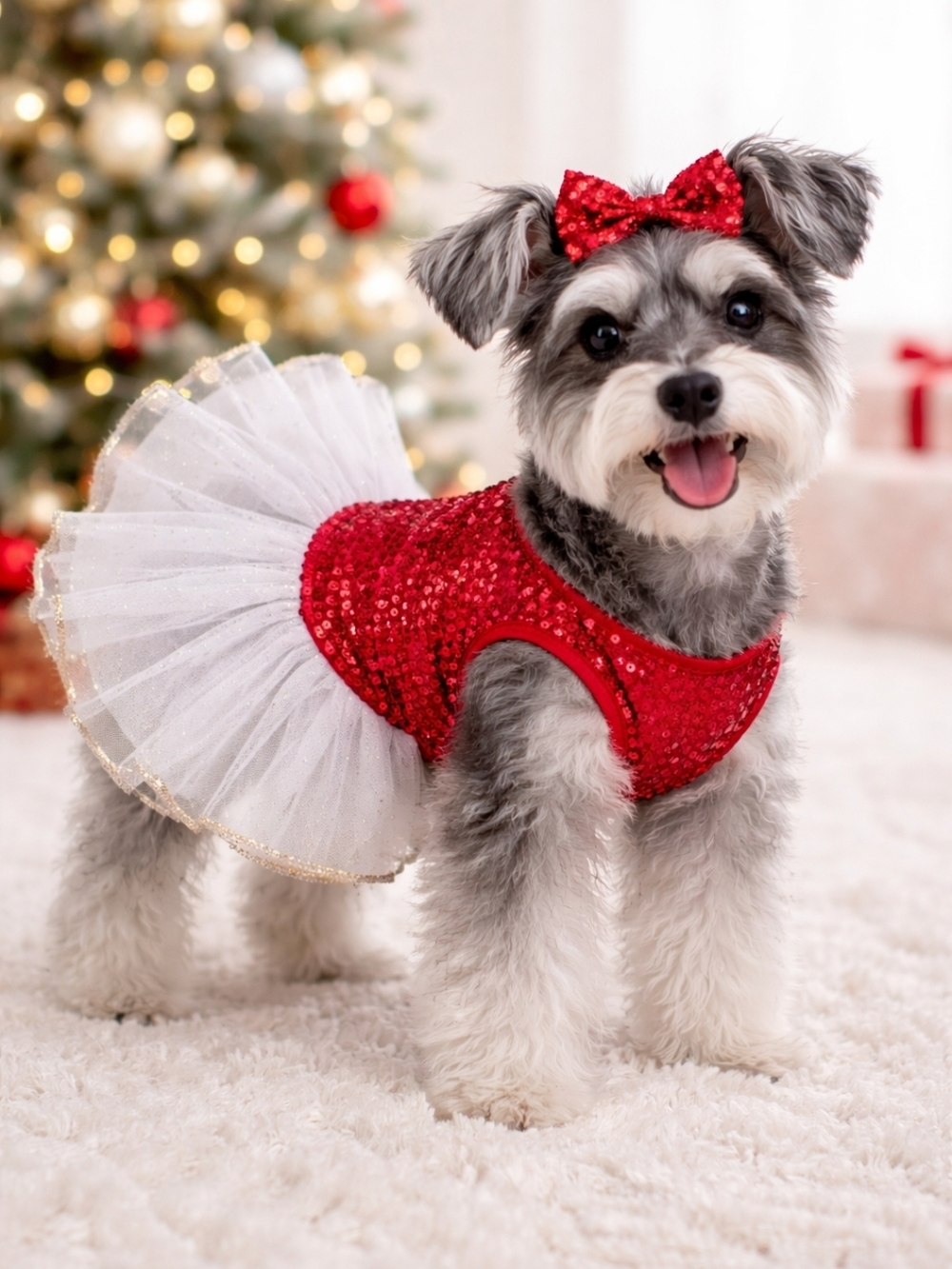 Frisco Red Sequin Dog Dress Tutu Pet Apparel Sparkle Holiday Costume